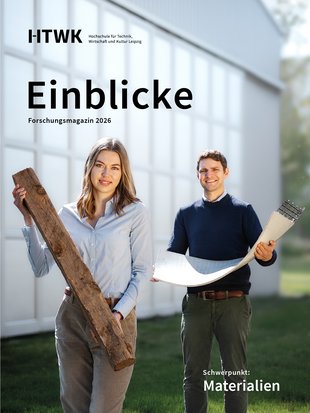 Titelbild Einblicke 2026 Cover eines Magazins mit der Aufschrift "Einblicke. Forschungsmagazin 2026. Schwerpunkt: Materialien