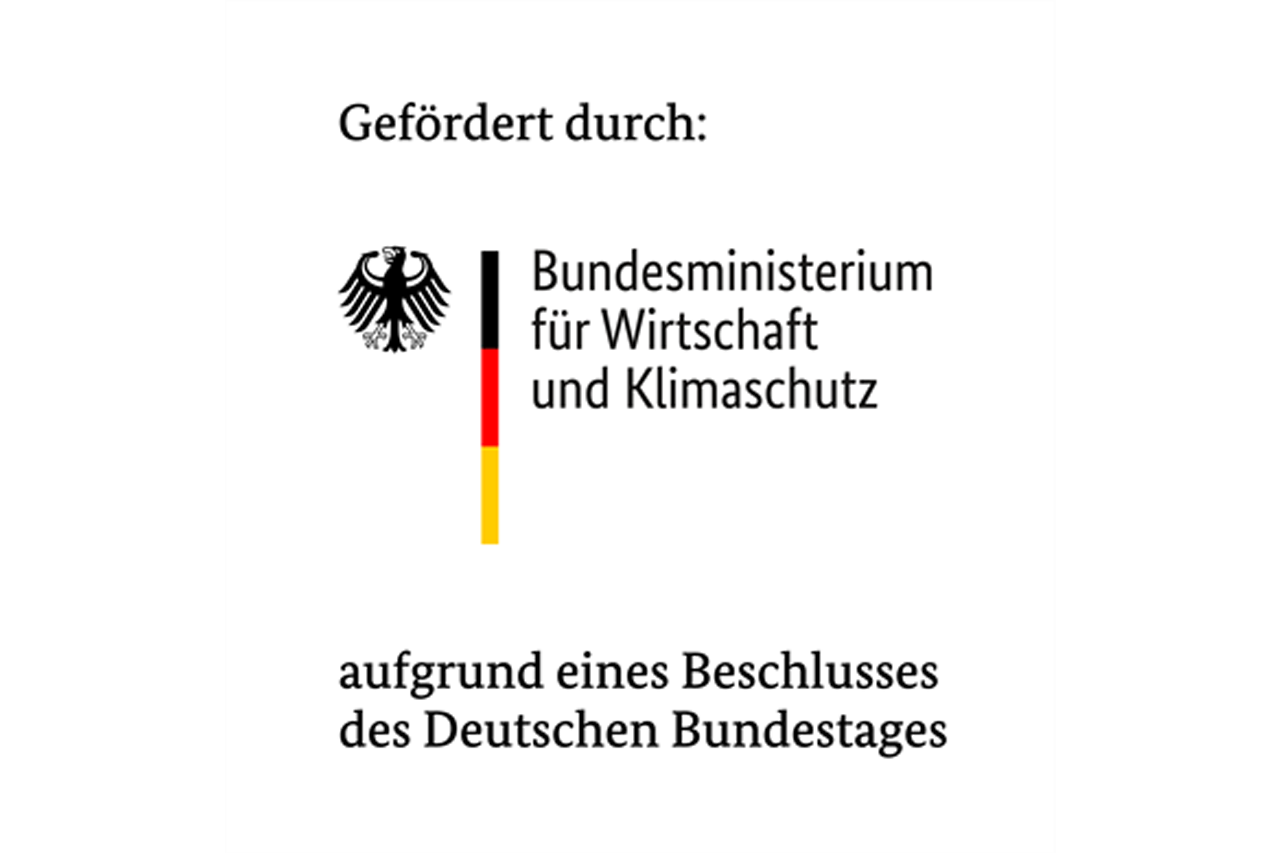 Logo des Bundesministeriums für Wirtschaft und Klimaschutz mit Zusatz gefördert/bei Verlinkung führt Link zur Website des BMWK