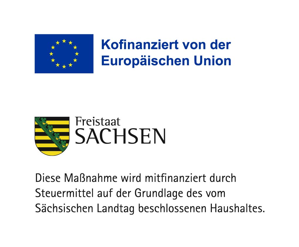 EFRE-ESF_LO_FreistaatSachsen-EU-Kombination_Vertikal_RGB Logo SAB Freistaat Sachsen in Kombination mit EU-Logo/bei Verlinkung führt Link zur Website des Förderers